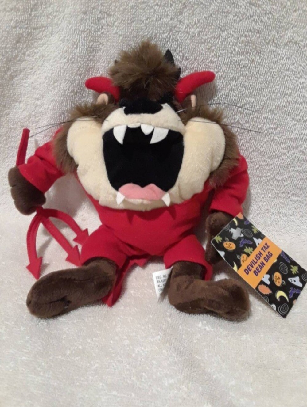 Vintage Looney tunes Halloween devlish taz bean bag plush